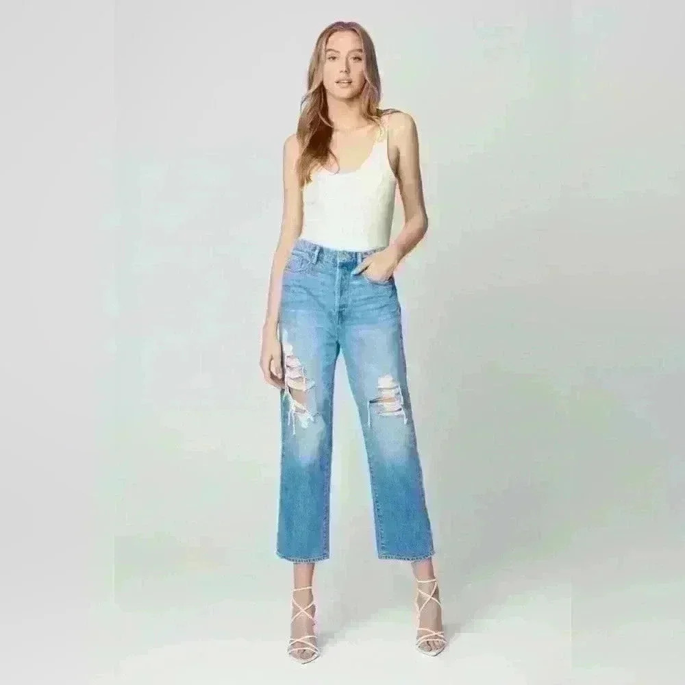 NEW BLANK NYC MSRP:$98) Baxter Rib Cage Straight Leg Jean W/Rips - 4 button fly!